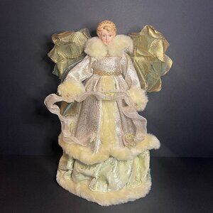 Vintage Dan Dee Collectors Choice Porcelain Head Angel Christmas Tree Topper 14"